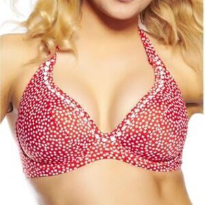 Freya Womens Red Halter Bikini Top Calamity Underwire padded Bra Top Size M